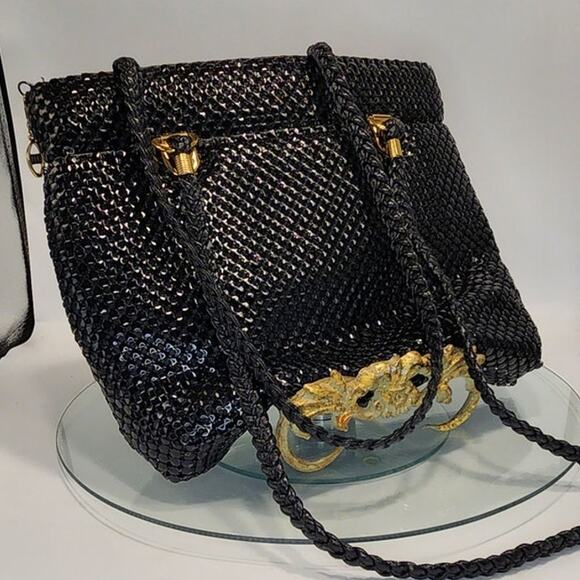 Vintage Black Aluminum‎ Mesh Shoulder Bag Made in Hong Kong - Picture 2 of 7